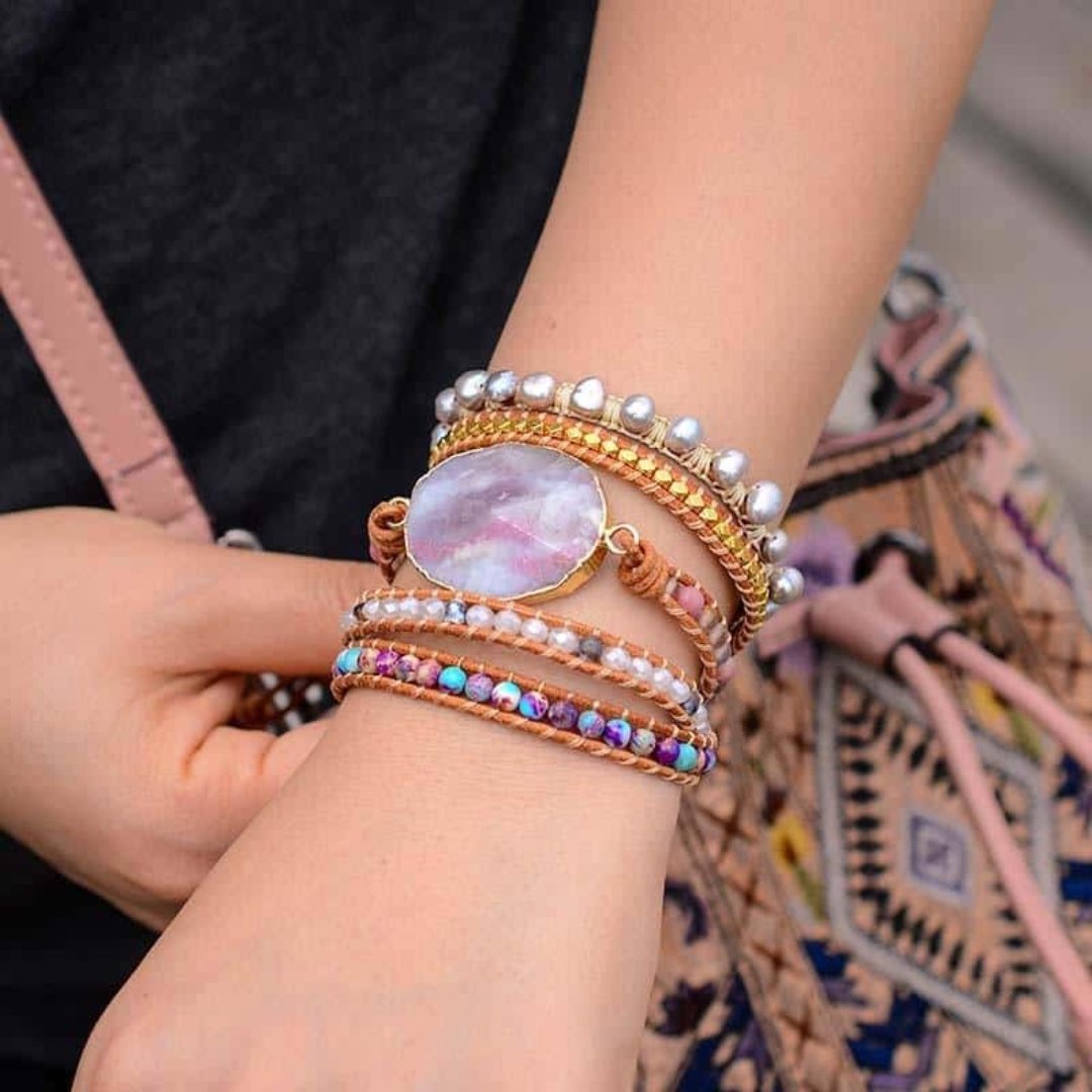 Cloudy Purple Jasper Wrap Bracelet