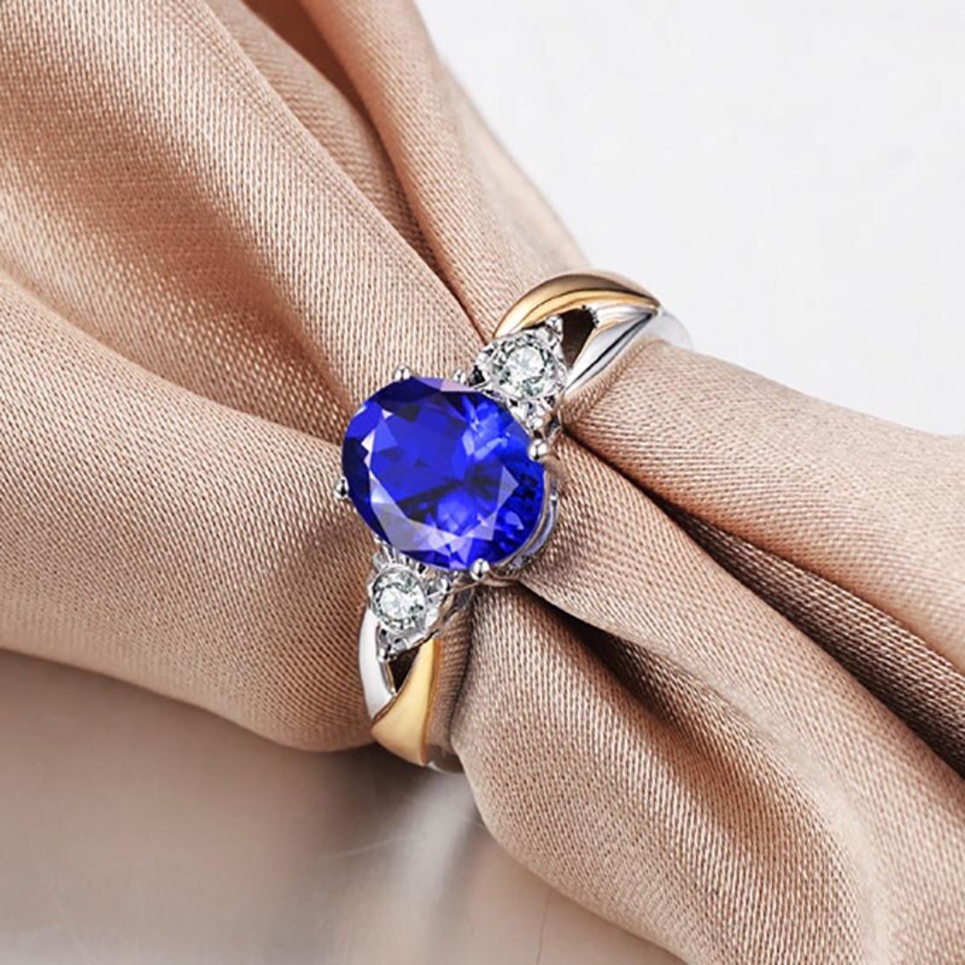 Luxury Sapphire 925 Silver Adjustable Ring