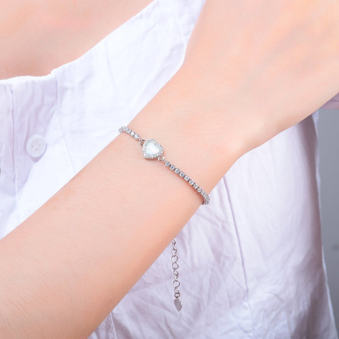 Enchanting Heart Fire Opal Bracelet