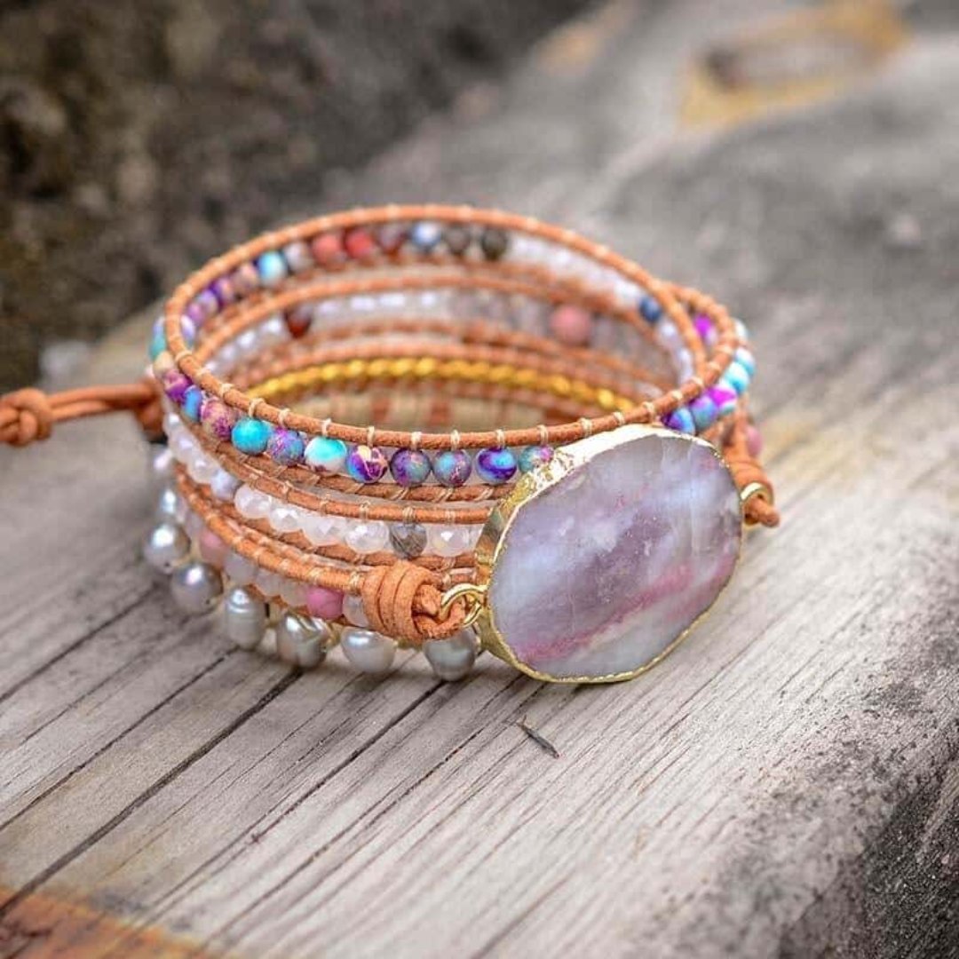 Cloudy Purple Jasper Wrap Bracelet
