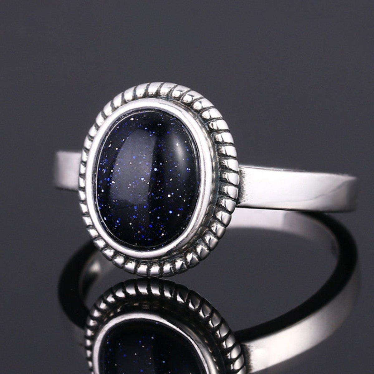 Vintage Blue Sandstone Silver Ring