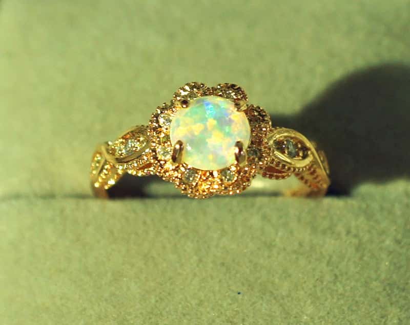 Flower Zirconia Opal Ring
