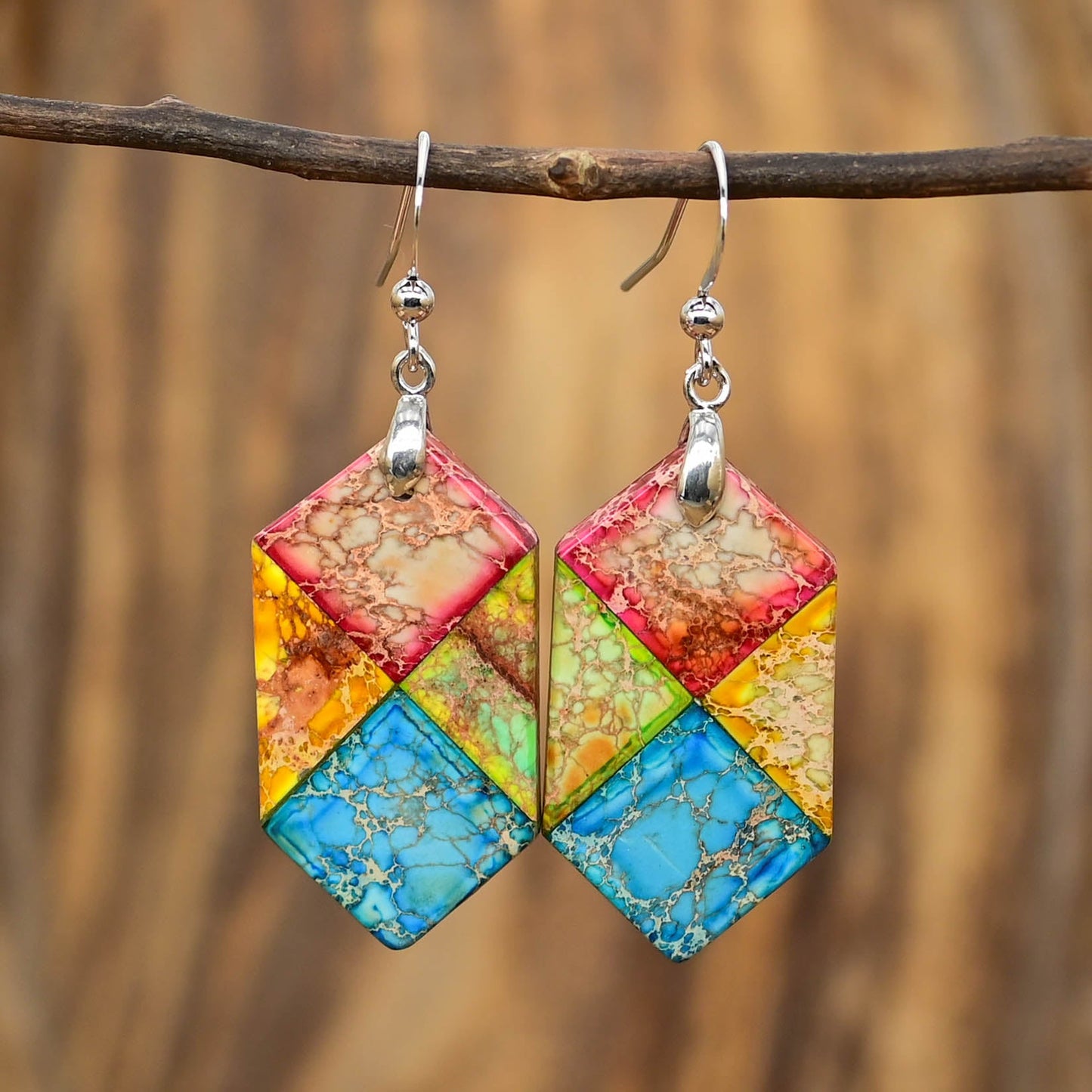 Hexagonal Jasper Earrings