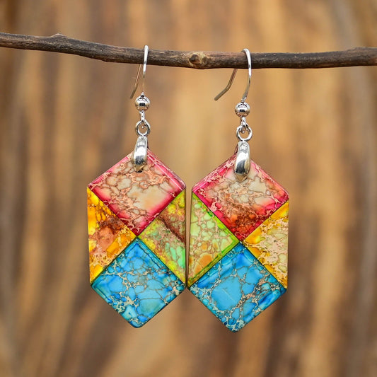 Hexagonal Jasper Earrings