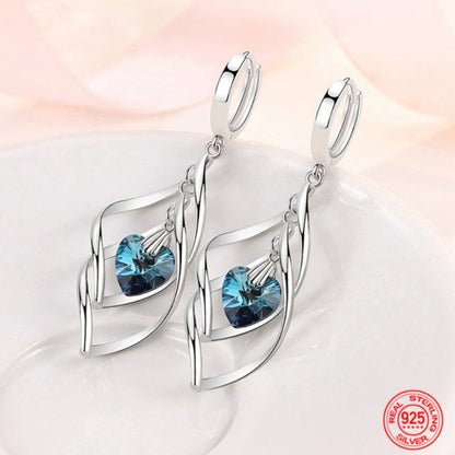 Elegant Crystals 925 Sterling Silver Earrings