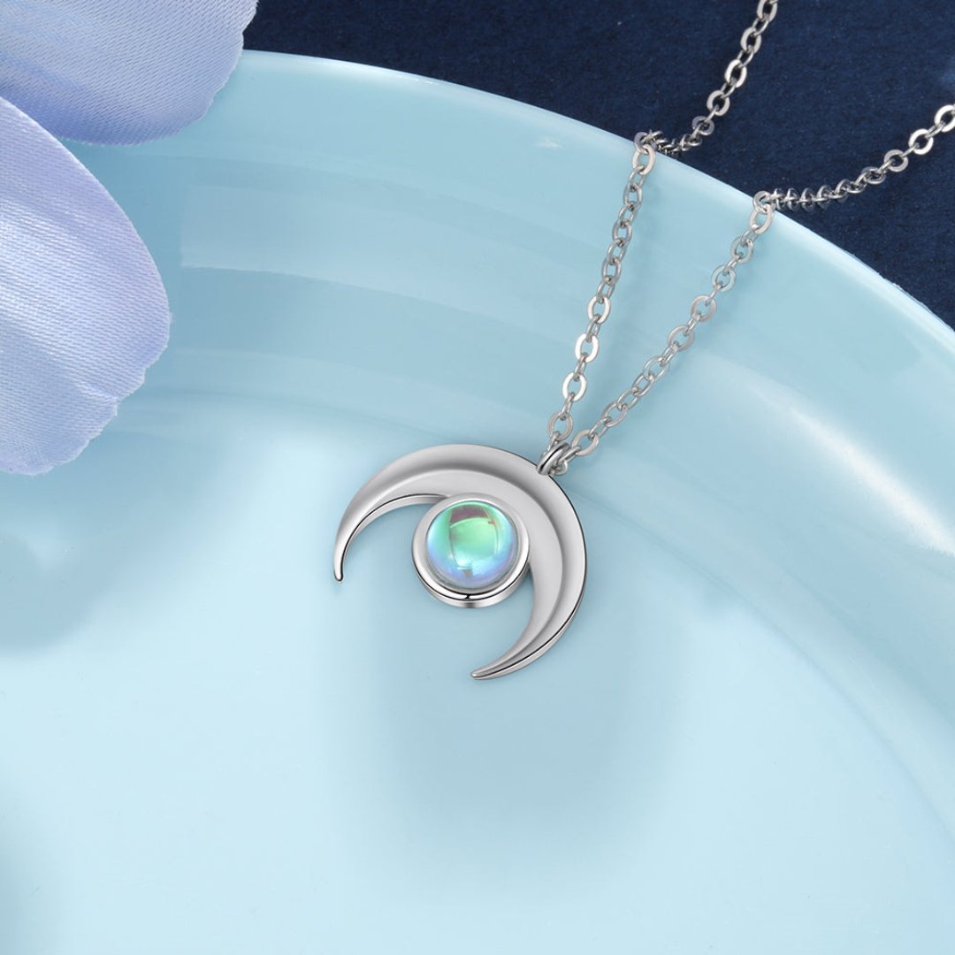Spiritual New Moon Silver Ring & Necklace Set