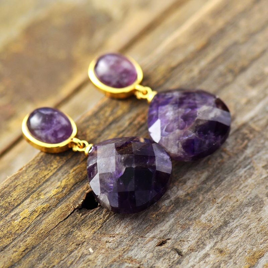 Bohemian Amethyst Teardrop Earrings
