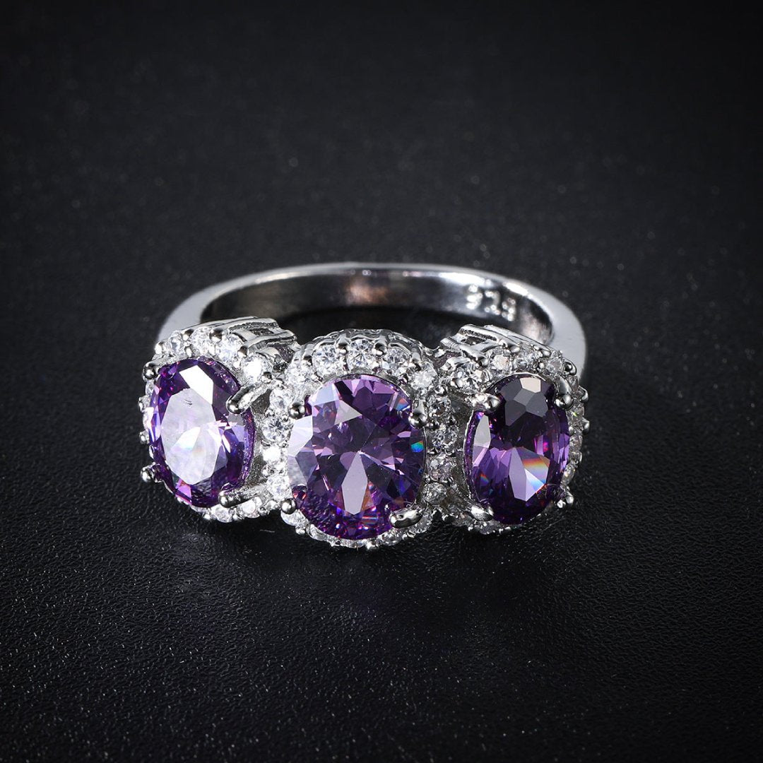 Enchanting Oval Amethyst Silver Ring