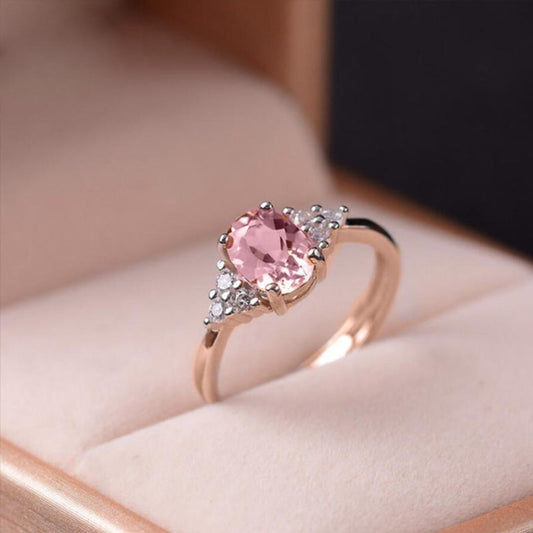 Chic Pink Oval Quartz Ring