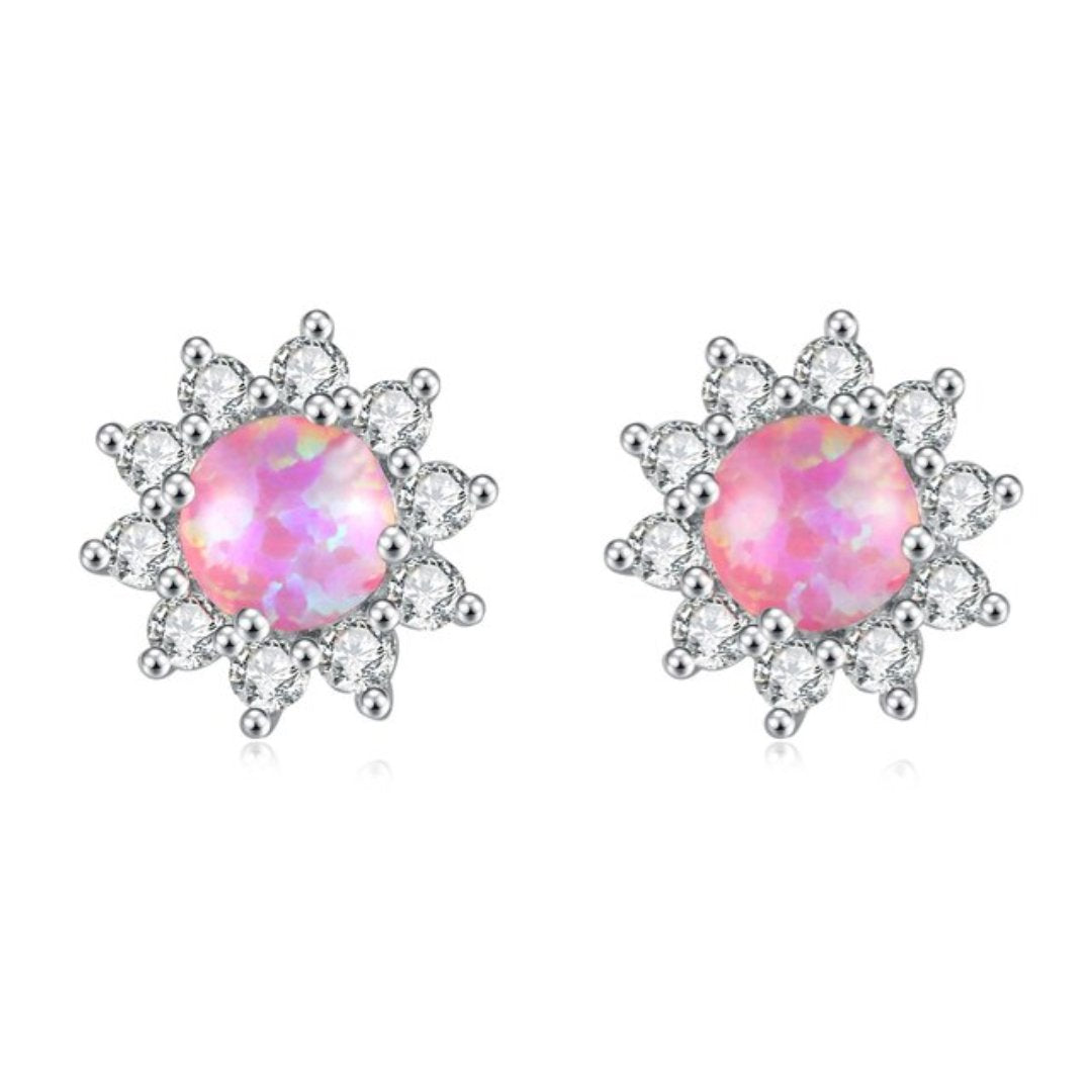 Sunflower Opal Silver Plated Earrings