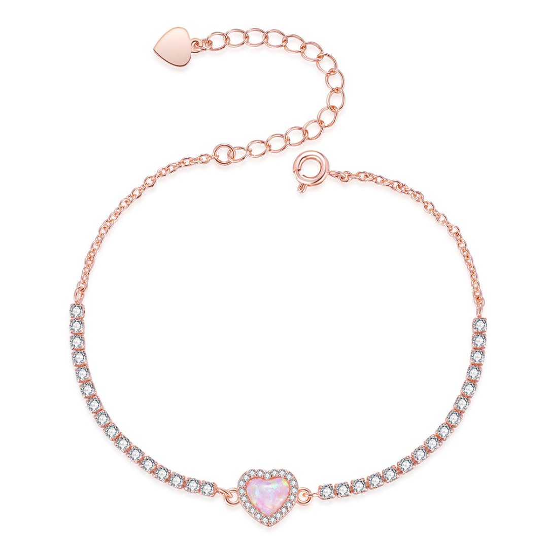 Enchanting Heart Fire Opal Bracelet