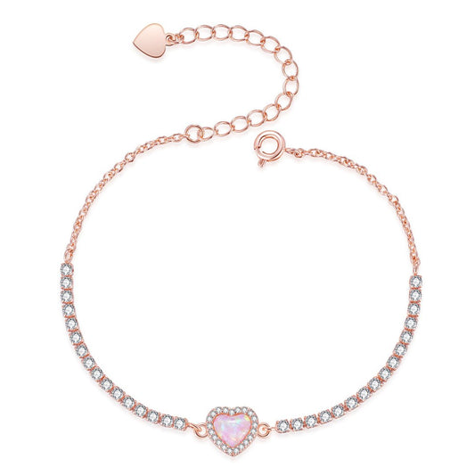 Enchanting Heart Fire Opal Bracelet