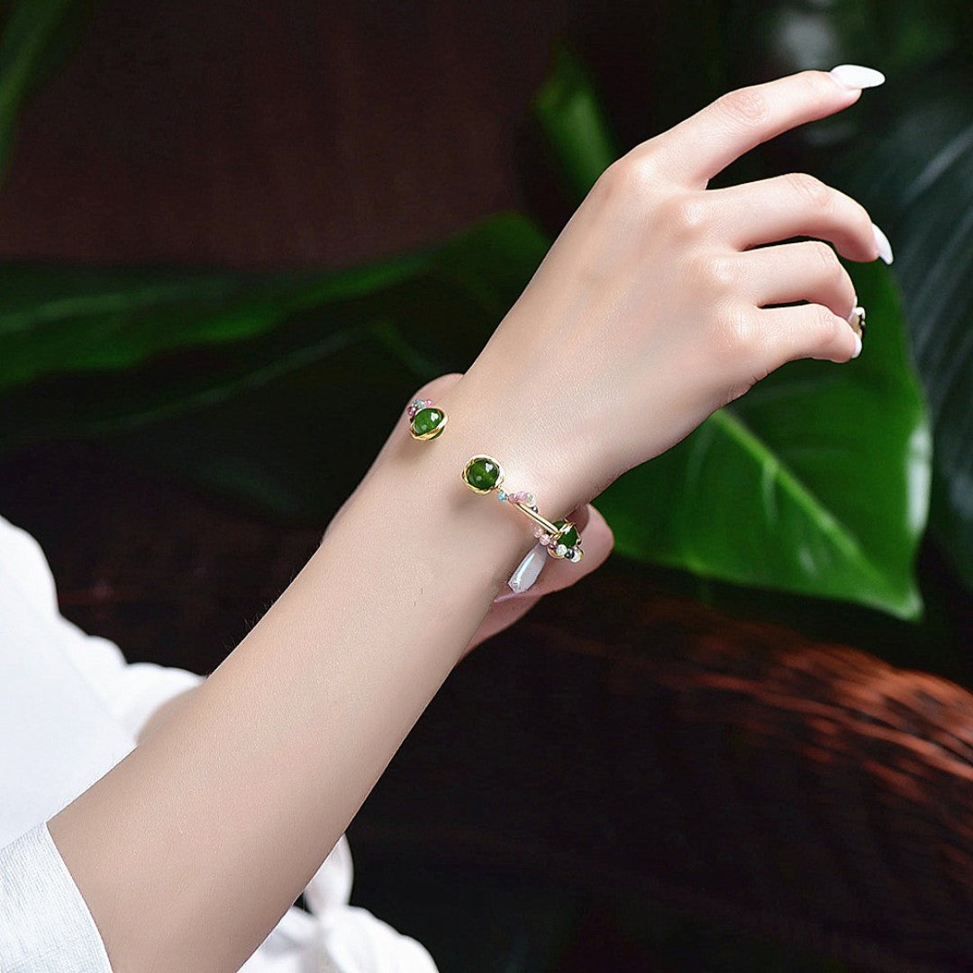Elegant Tourmaline Chalcedony Bead Bracelet