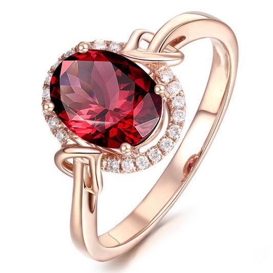 Luxury Garnet & Zircon Sterling Silver Ring