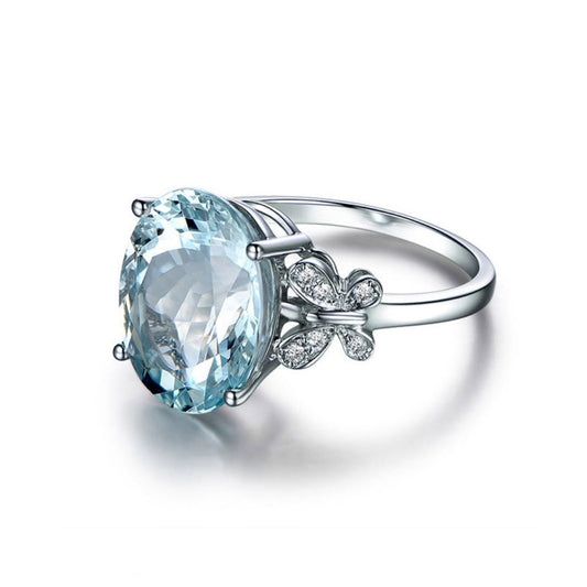 Vintage Butterfly Aquamarine Sterling Silver Ring