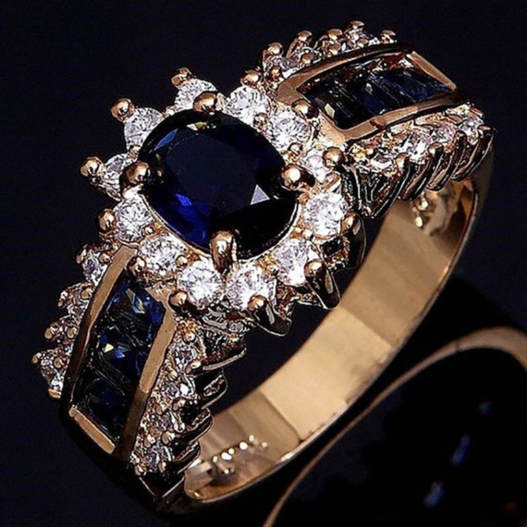 Elegant Blue & Red Zirconia Ring