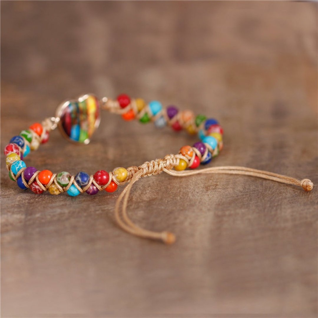 7 Chakra Heart Unisex Natural Stone Braided Bracelet