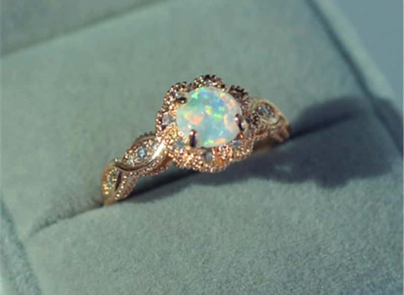 Flower Zirconia Opal Ring