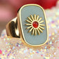 Resplendent Birthstones Sun Flower Adjustable Ring