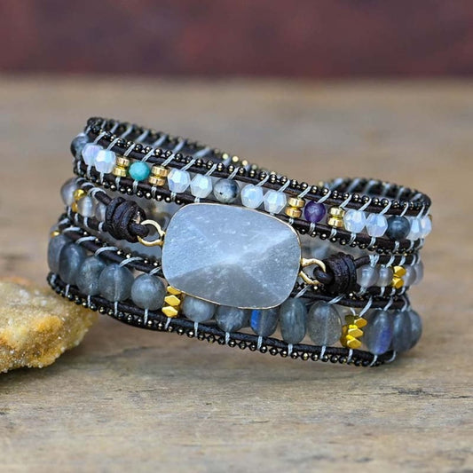 Schwarzes Labradorit-Steinarmband