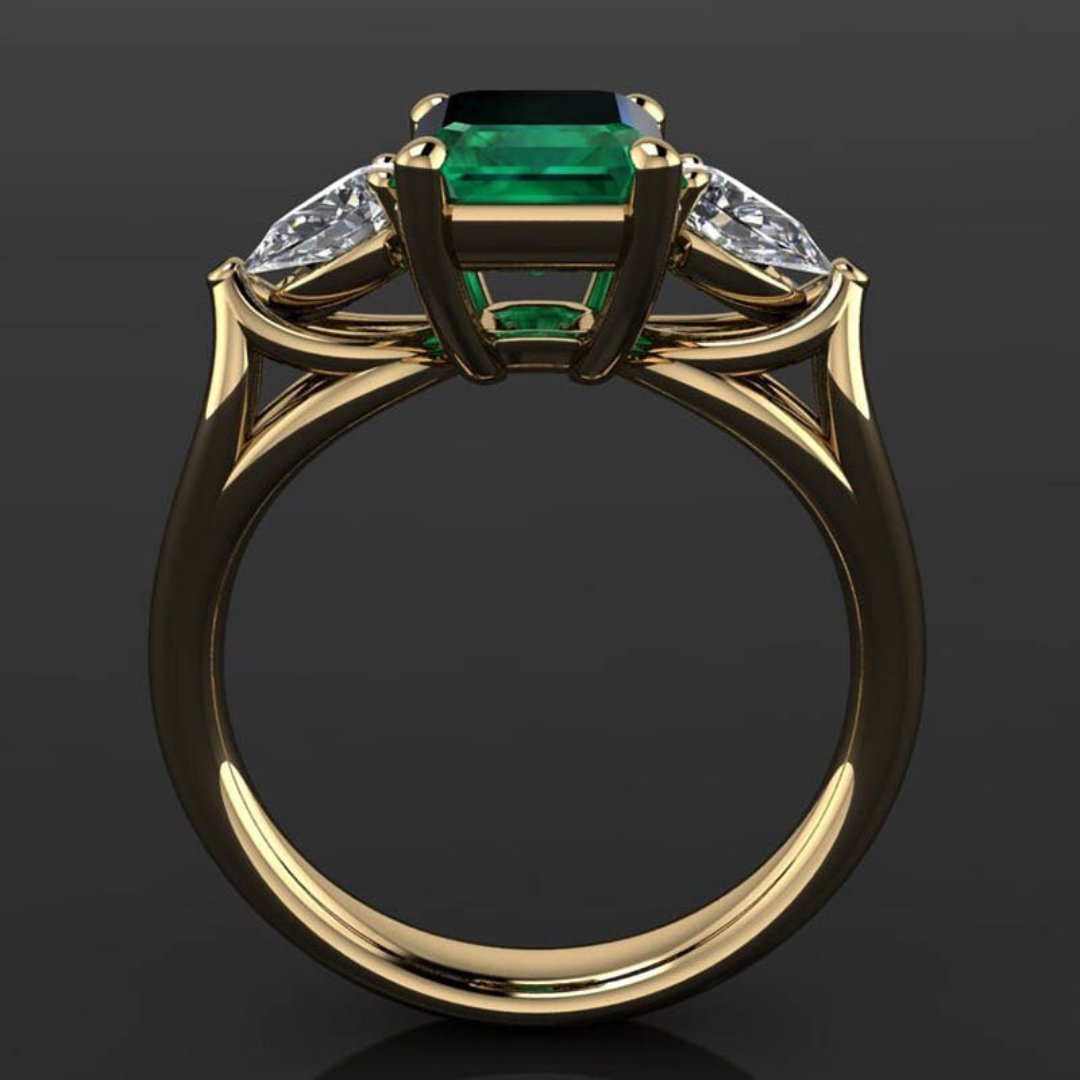 Glänzender Smaragd 925 Steling Silber Ring 
