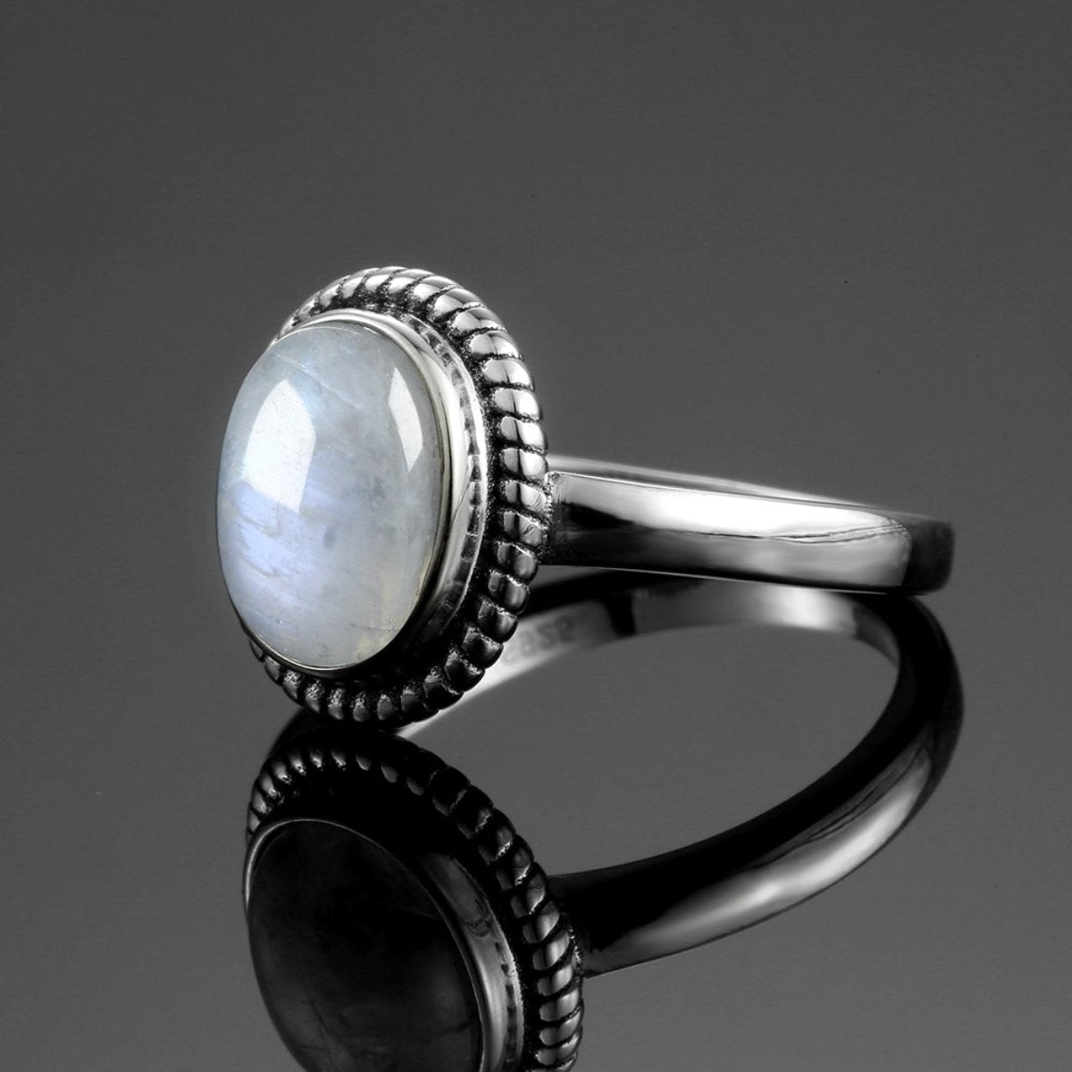 Natural Moonstone Silver Ring