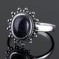 Elegant Natural Blue Sandstone Silver Ring