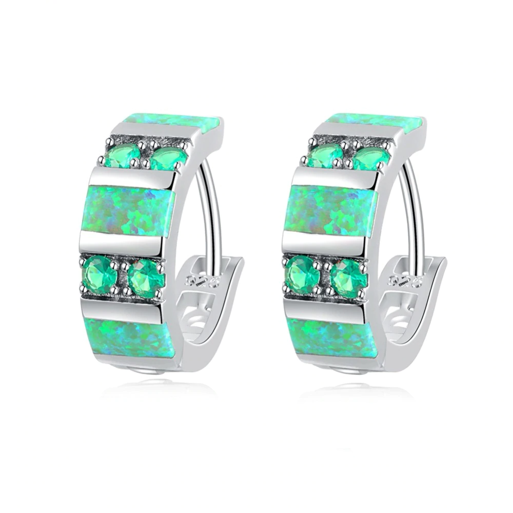 Spiritual Green Opal & Emerald Silver Earrings