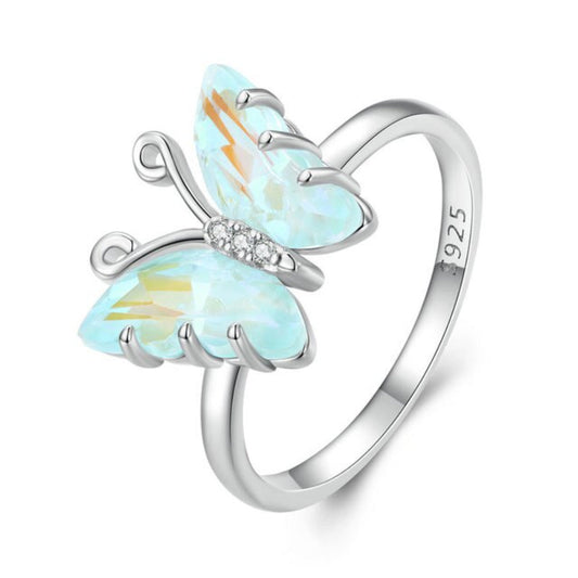 Schmetterling Aquamarin Sterling Silber Ring