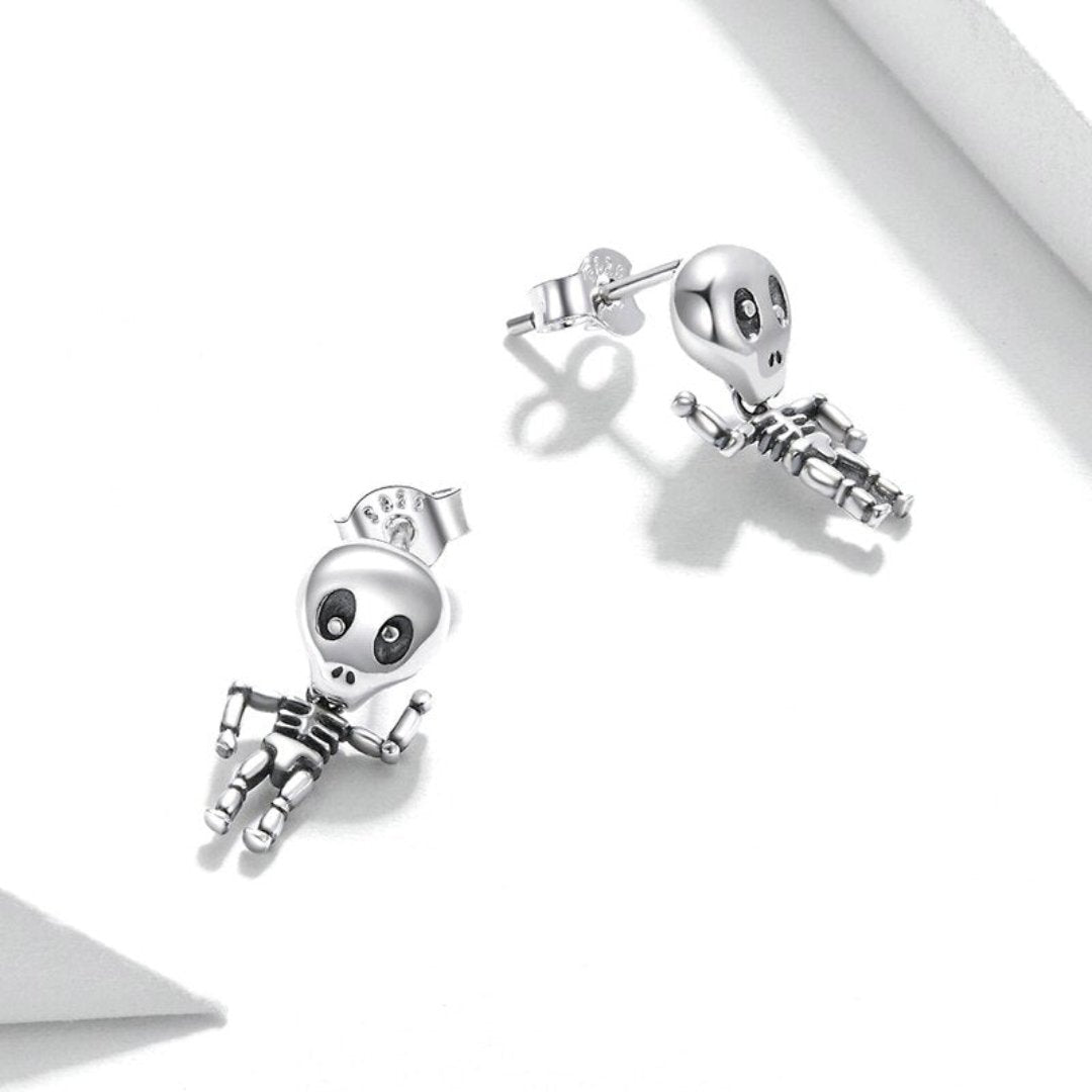 Crazy Skull 925 Sterling Silver Earrings