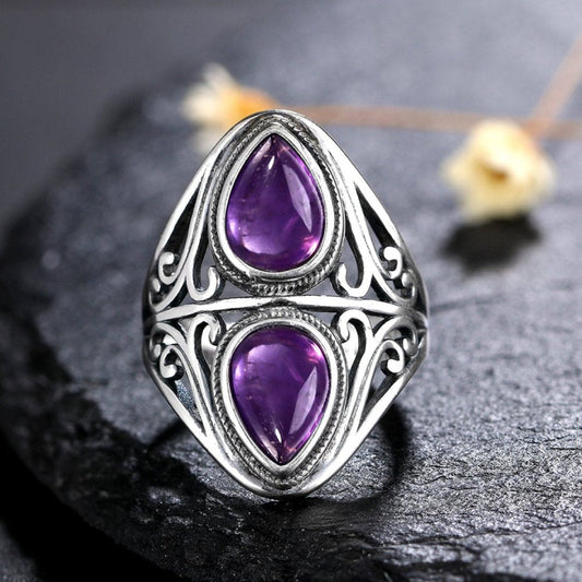 Vintage Naturstein Silber Ringe 