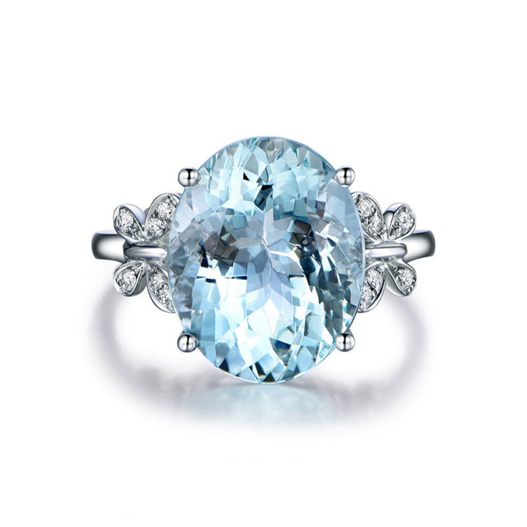 Vintage Butterfly Aquamarine Sterling Silver Ring