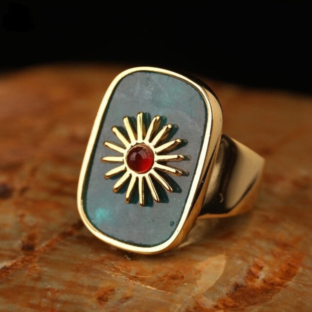 Resplendent Birthstones Sun Flower Adjustable Ring
