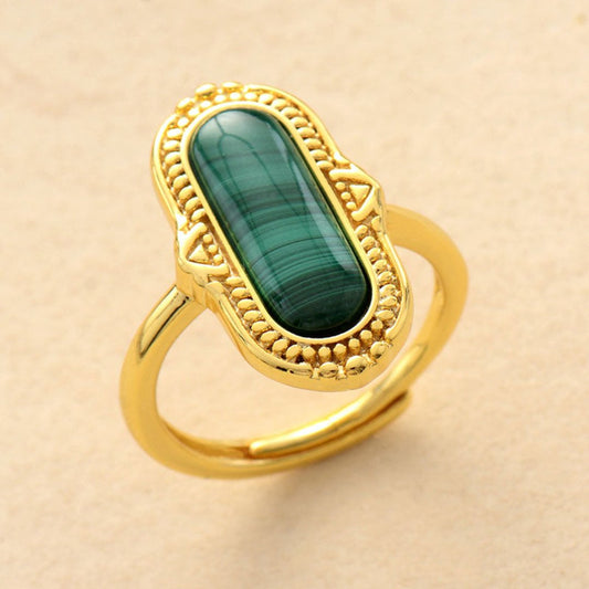 Vintage Big Natural Stone Adjustable Ring