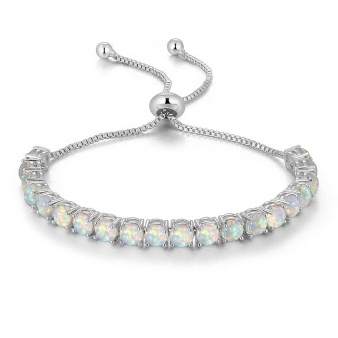 Spirituelles weißes Opal-Silberarmband 