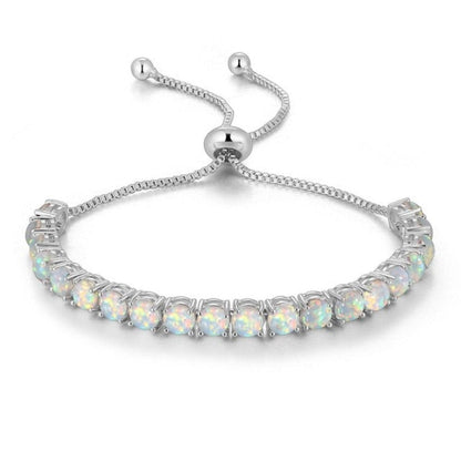 Spirituelles weißes Opal-Silberarmband 