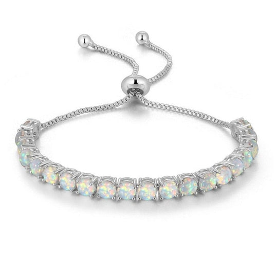 Spirituelles weißes Opal-Silberarmband 