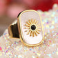 Resplendent Birthstones Sun Flower Adjustable Ring