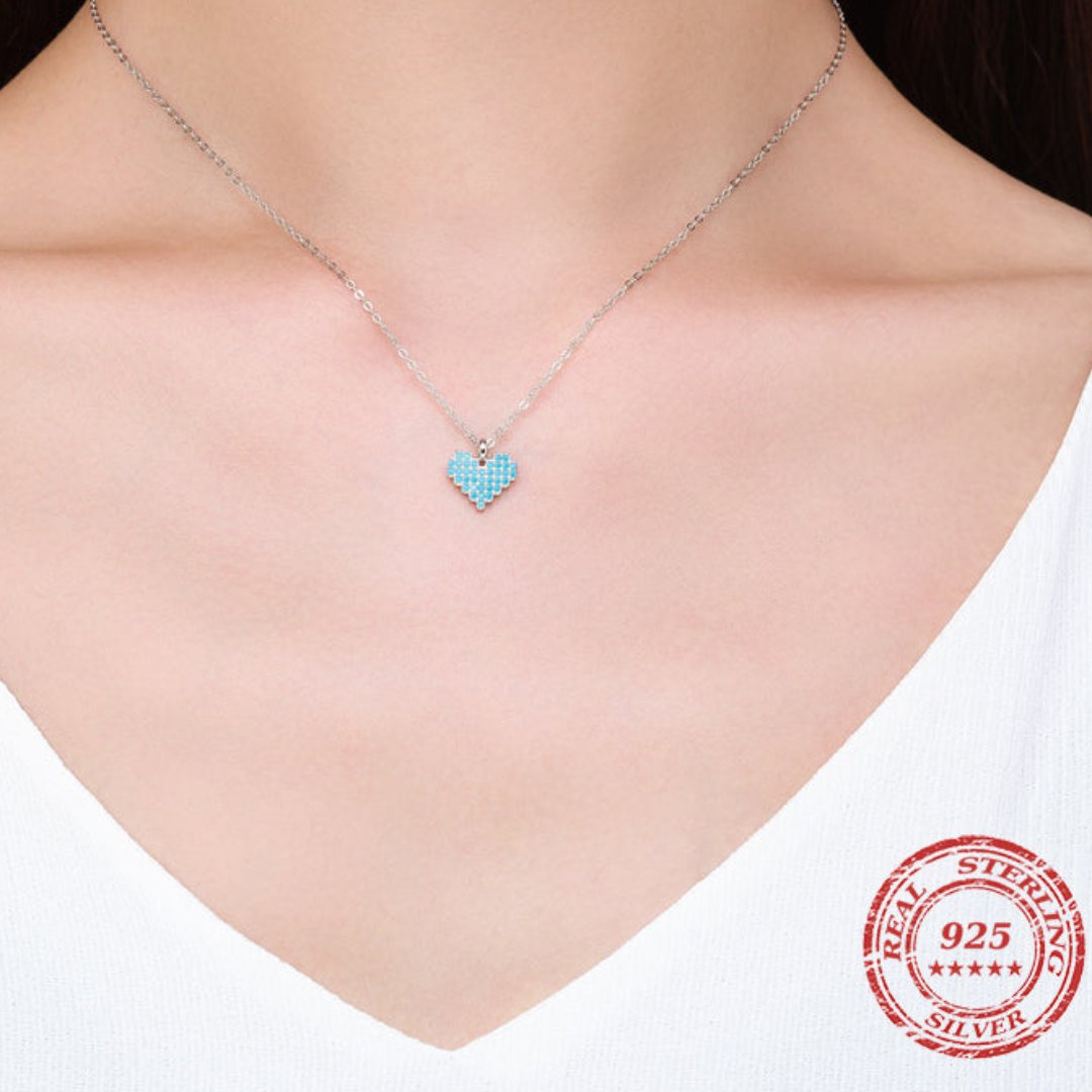Türkises Herz 925 Sterling Silber Halskette 