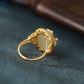 Ethnic Gold Plated Jade Agate Pearl Adjustable Ring