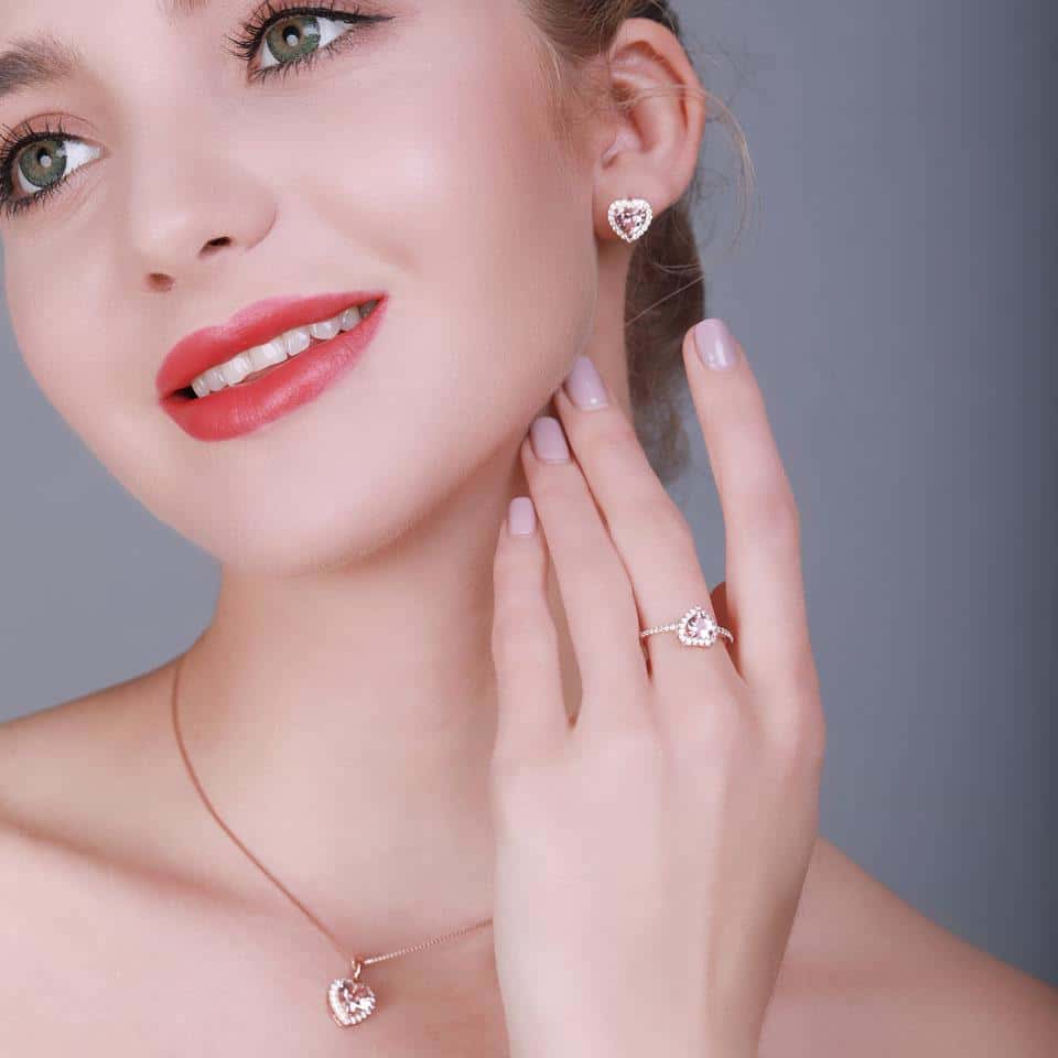 Elegant Morganite Sterling Silver Set