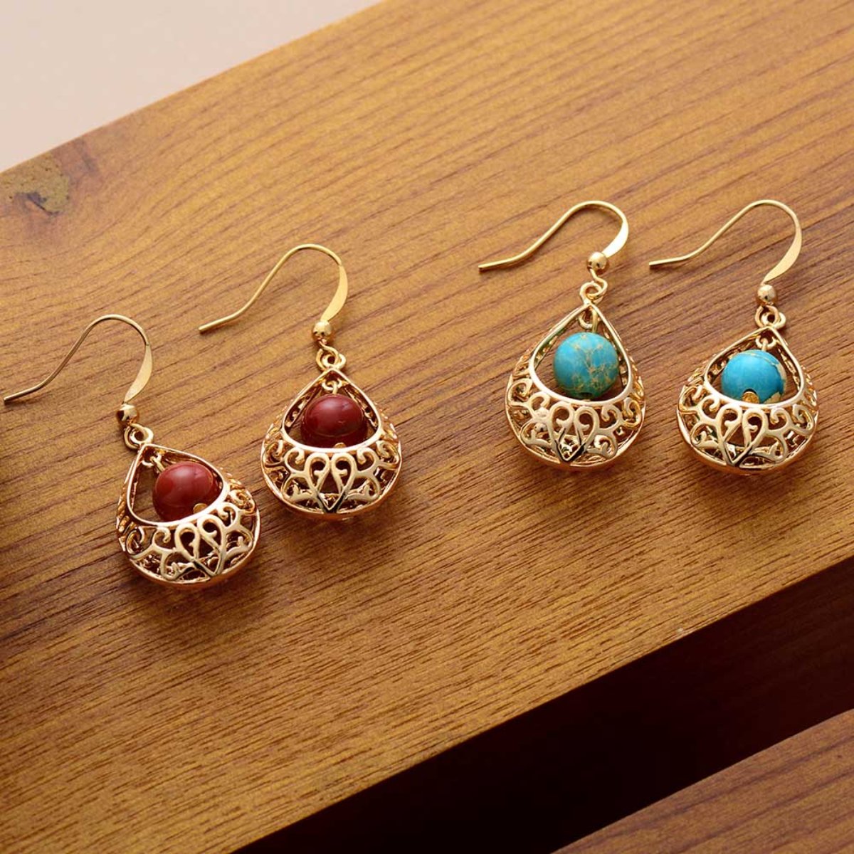 Elegant Drop Gold Tone Earrings