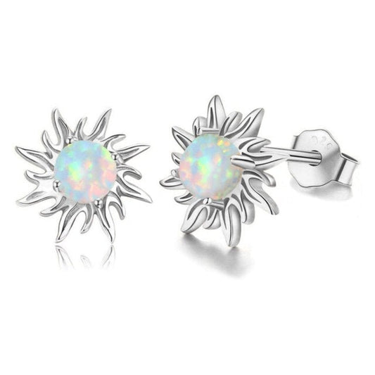 Chic Sunflower Opal Stud Earrings
