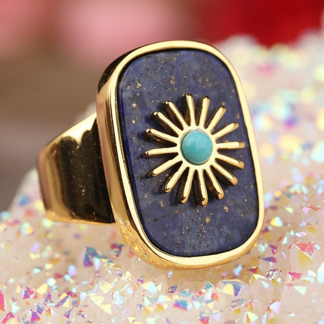 Resplendent Birthstones Sun Flower Adjustable Ring