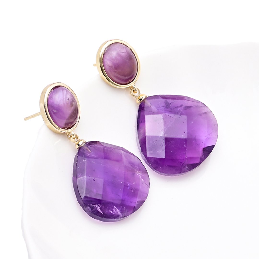 Spiritual Ethnic Amethyst Earrings