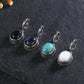 Vintage Natural Stone Oval Hoop Earrings