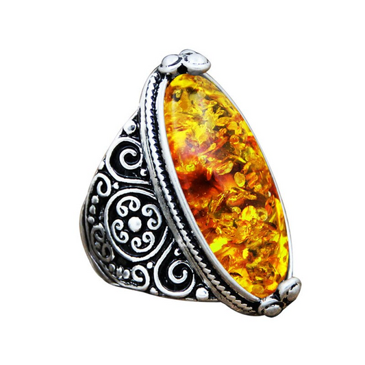 Spiritual Eye Shape Amber Ring