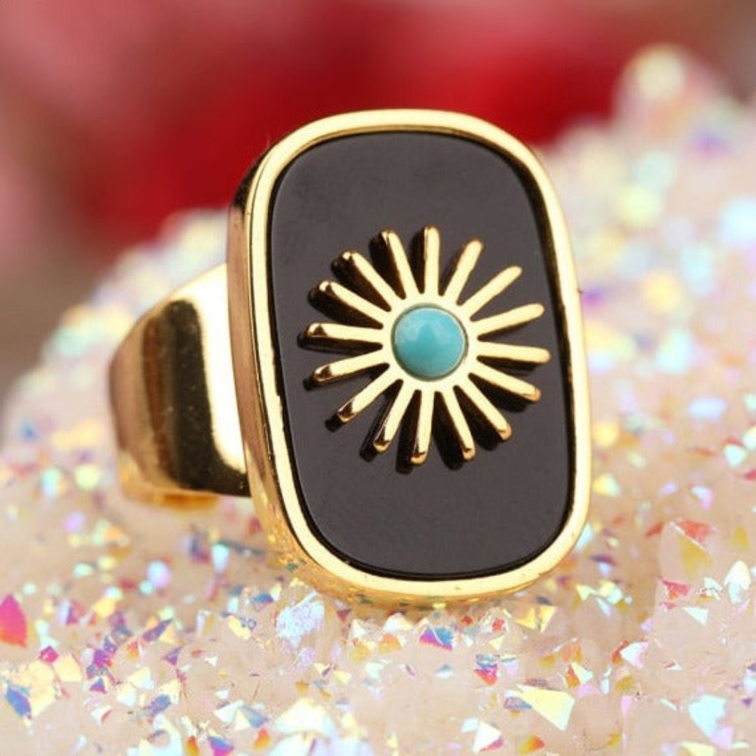 Resplendent Birthstones Sun Flower Adjustable Ring