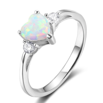 Lovely Heart Fire Opal & Zirconia Ring