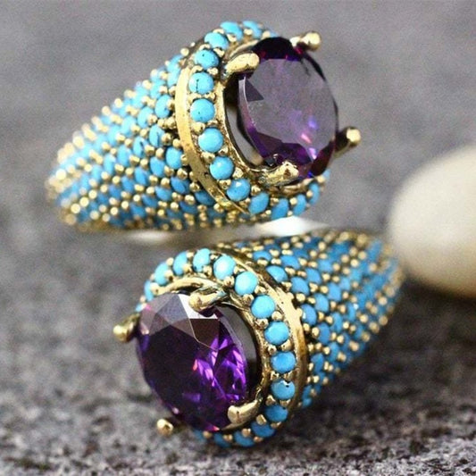 Retro Amethyst & Turquoise Ring